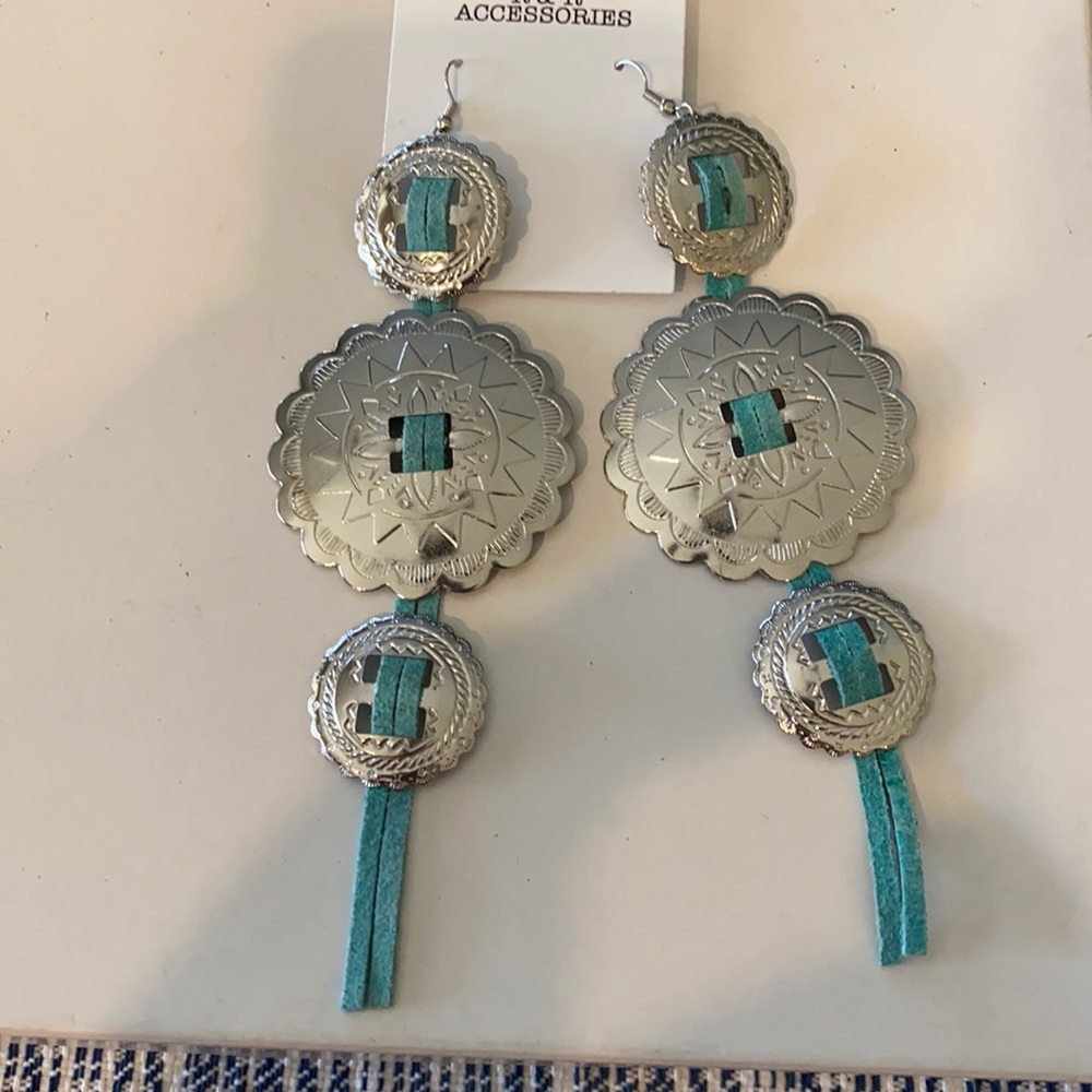 Western concho dangling earrings